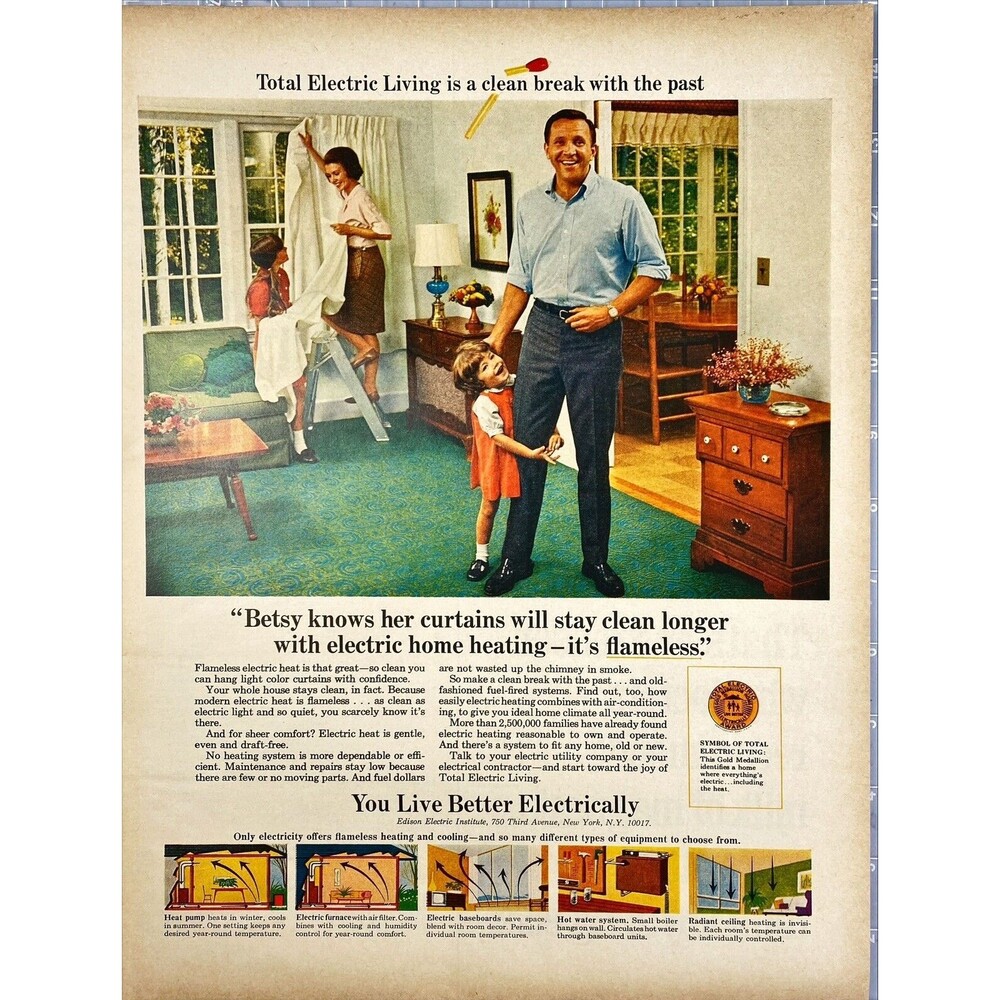 Edison Electric Institute "You Live Better Electrically" Vintage Print Ad 1967